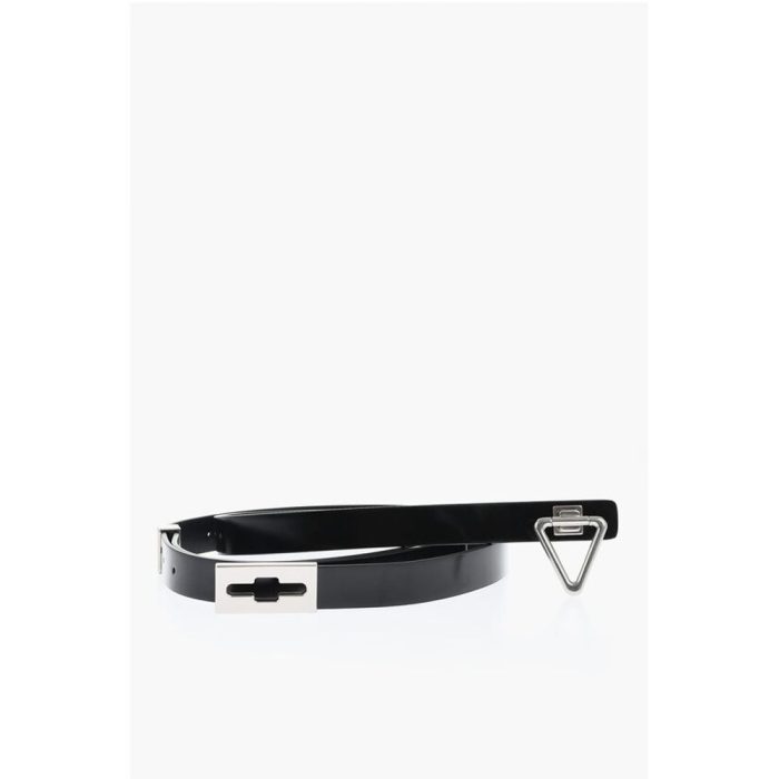 Bottega Veneta Brushed Leather Adjustable Belt with Triangle Buckle 20mm