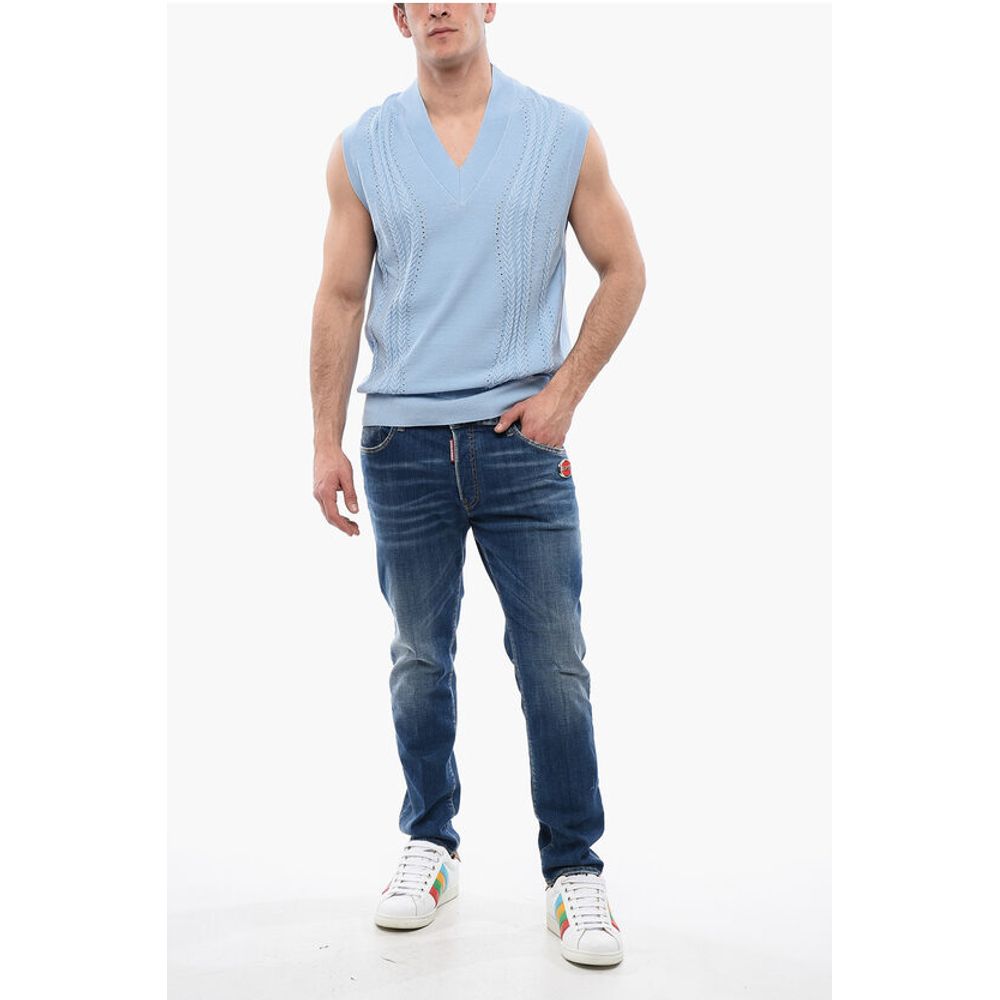 Viktor & Rolf Cable Knit Cotton Blend Vest with V Neck - Image 4