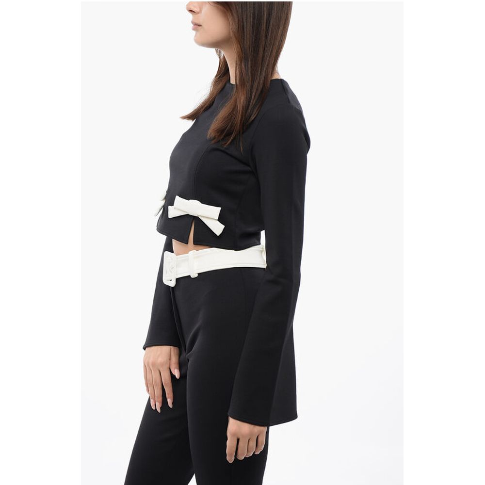 Viktor & Rolf Long Sleeved Cropped Top With Bow Details - Image 3