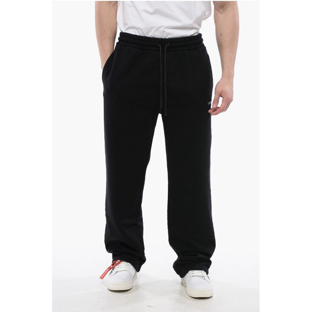 Off-White Embroidered BOOK Brushed Cotton Joggers