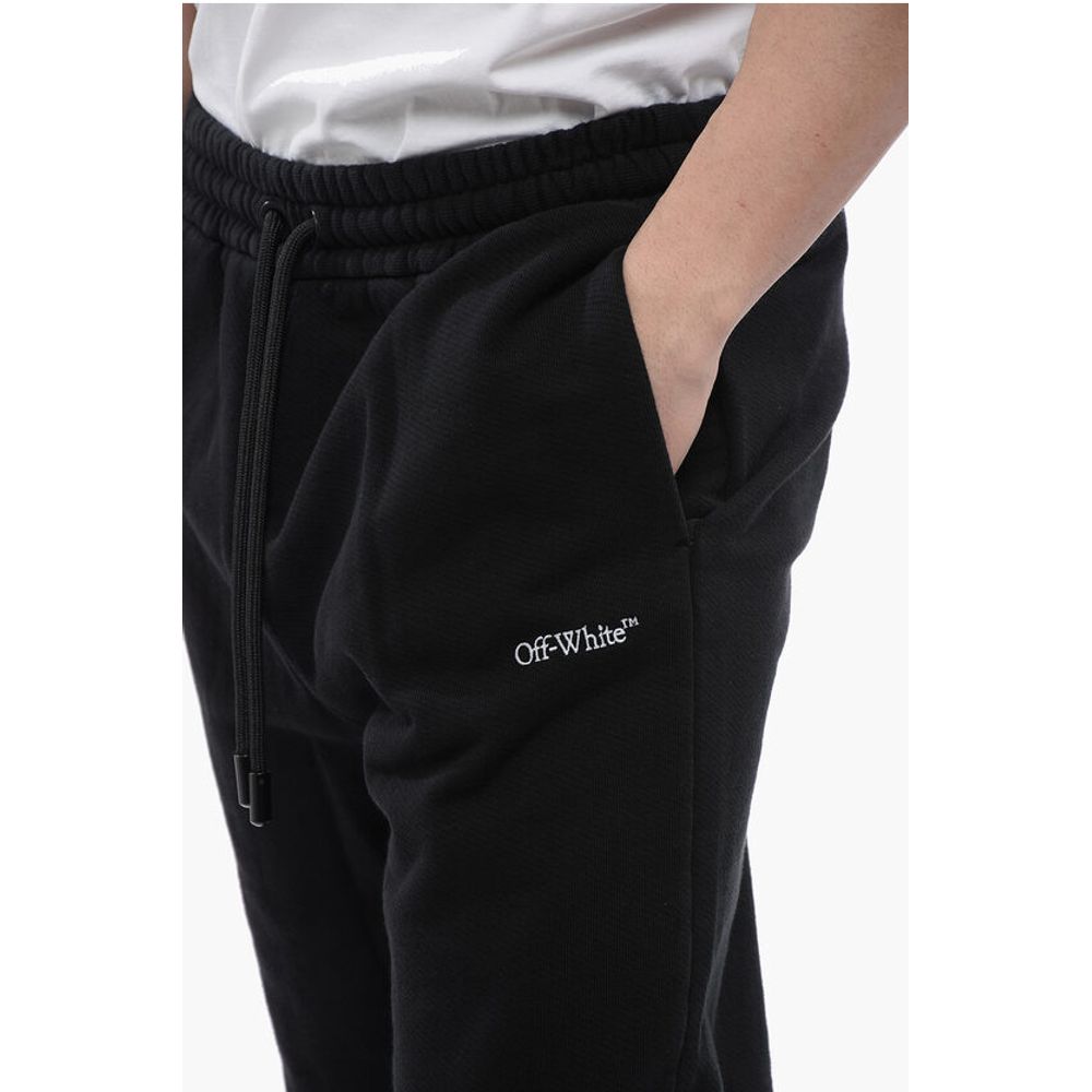 Off-White Embroidered BOOK Brushed Cotton Joggers - Image 3