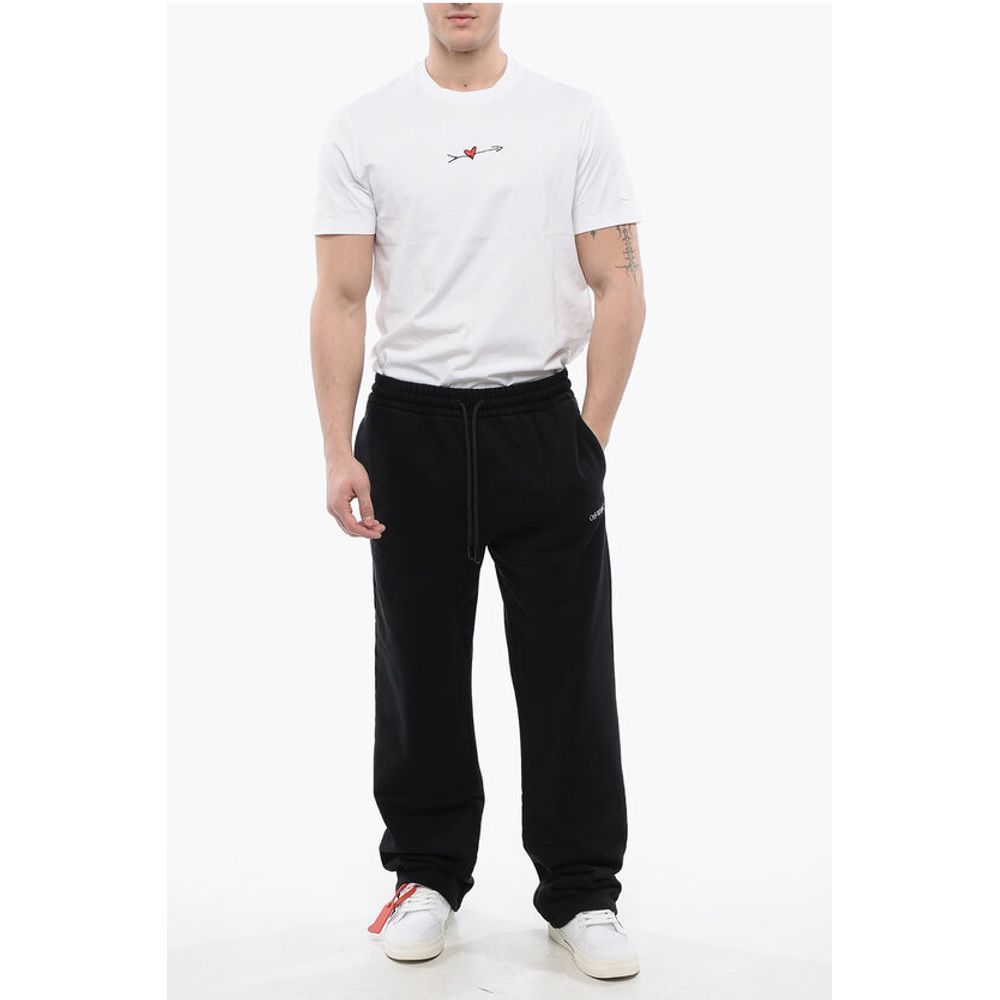 Off-White Embroidered BOOK Brushed Cotton Joggers - Image 4