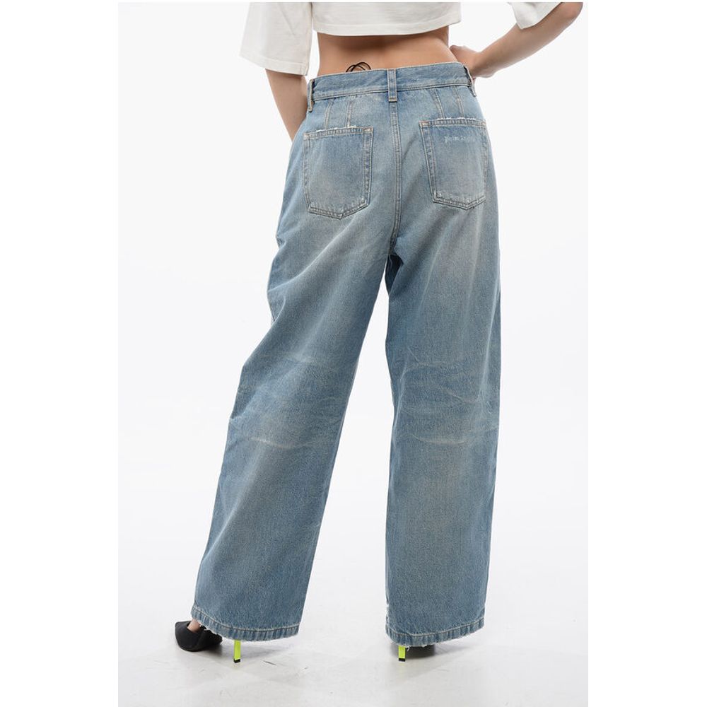Palm Angels High Waisted Wide Fit Light Washed Jeans - Image 2