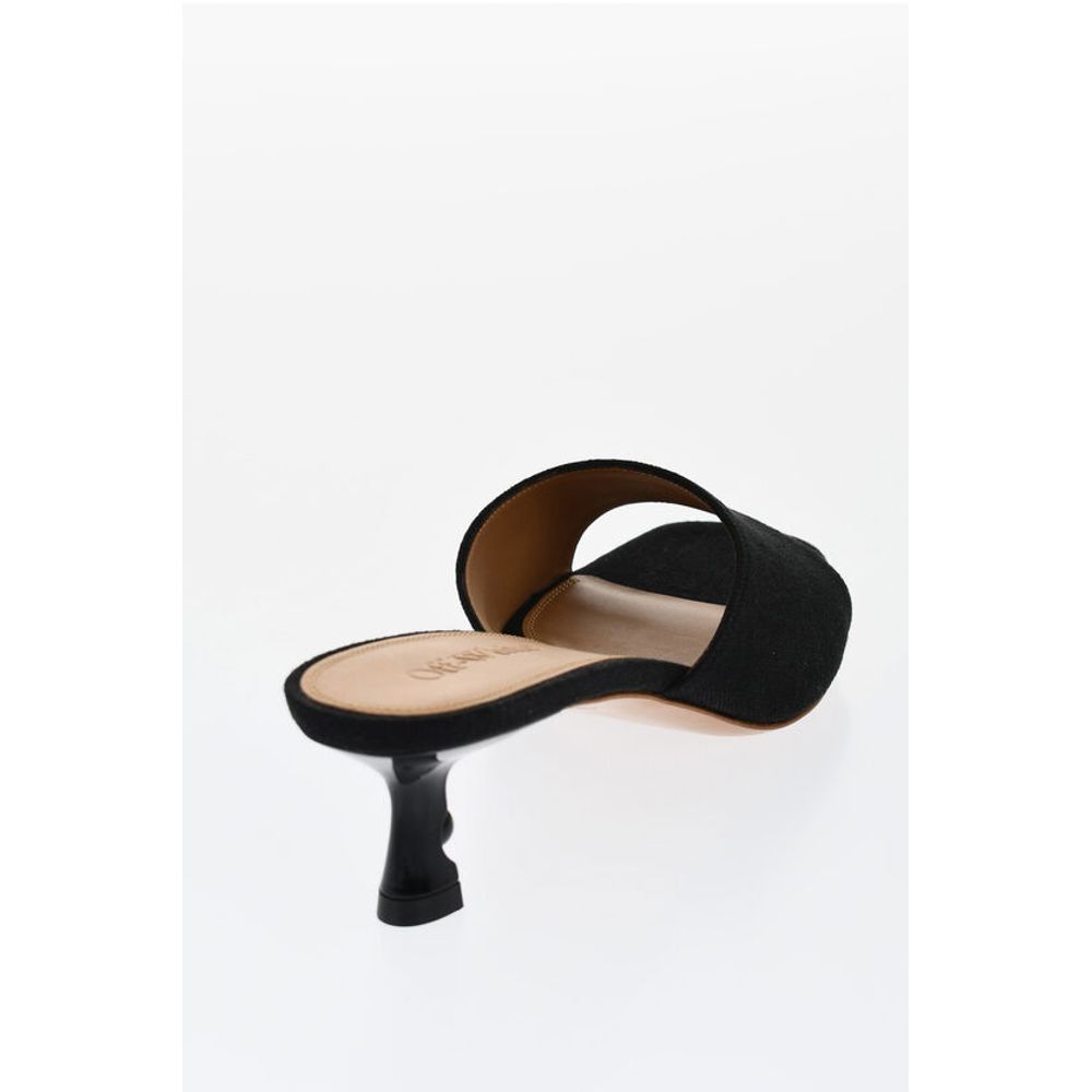 Off-White Open-Toe Linen Blend LOLLIPOP Mules Heel 5 cm - Image 2