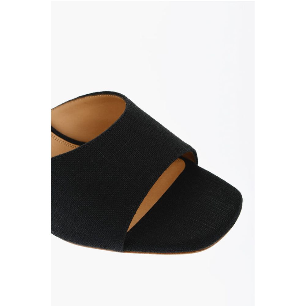 Off-White Open-Toe Linen Blend LOLLIPOP Mules Heel 5 cm - Image 4