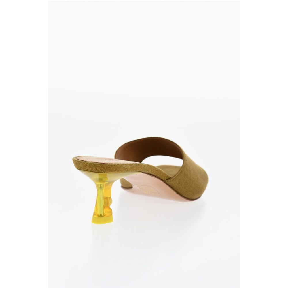 Off-White Open-Toe Linen Blend LOLLIPOP Mules Heel 5 cm - Image 2