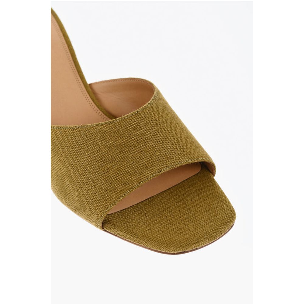 Off-White Open-Toe Linen Blend LOLLIPOP Mules Heel 5 cm - Image 4