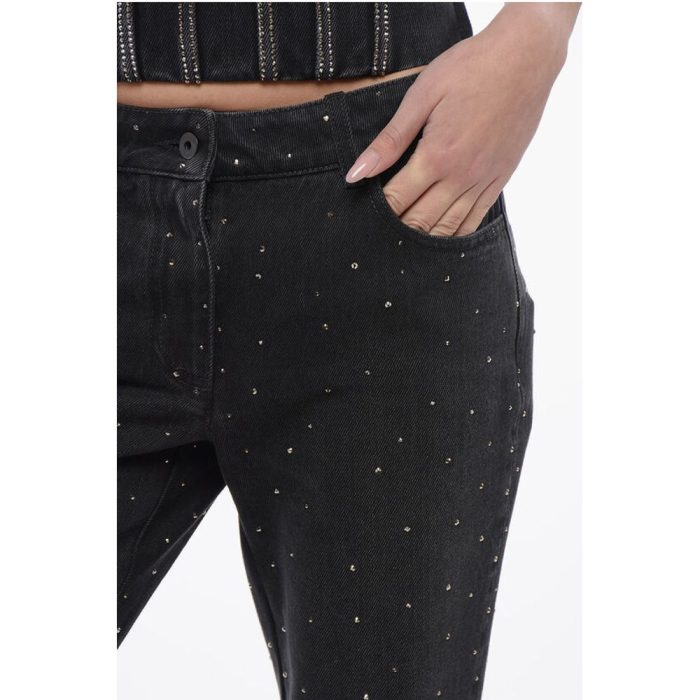 Off-White Low Rise BLING Flared Fit Denims with All-Over Rhinestones 2 - Image 3