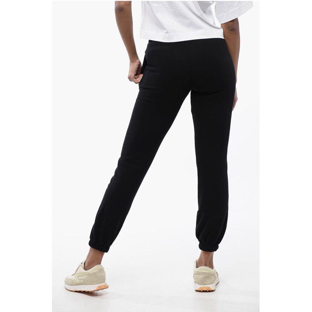 Off-White High-Waisted Brushed Cotton Joggers with Contrasting Monogra - Image 2
