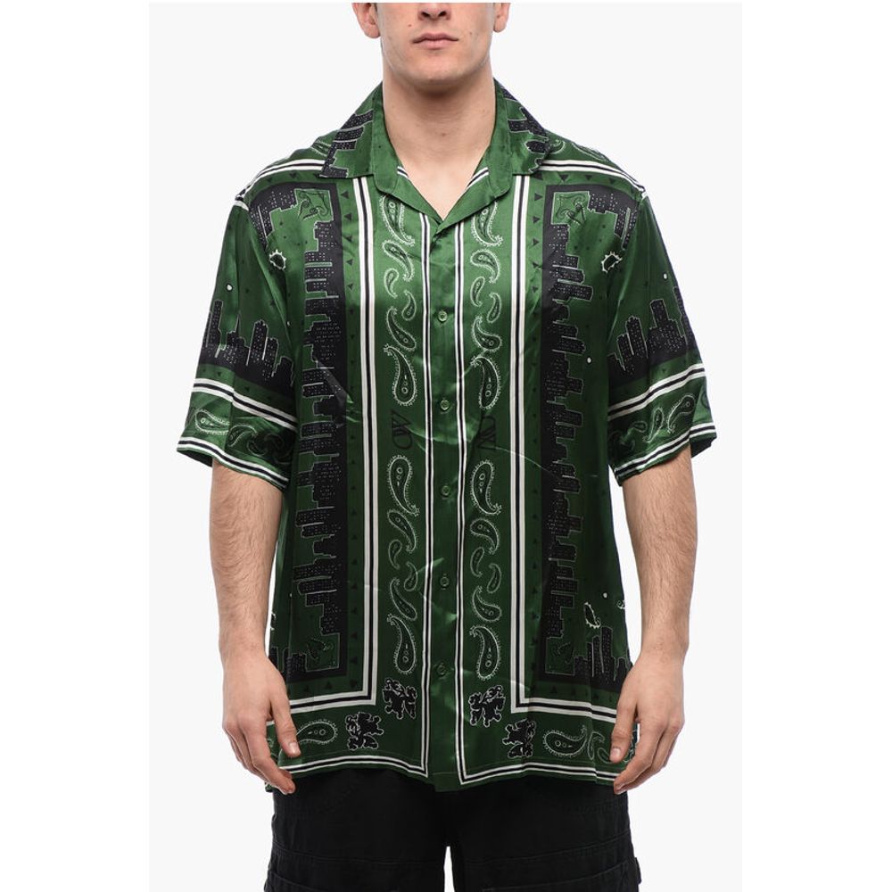 Off-White Satin BANDANA Bowling Shirt