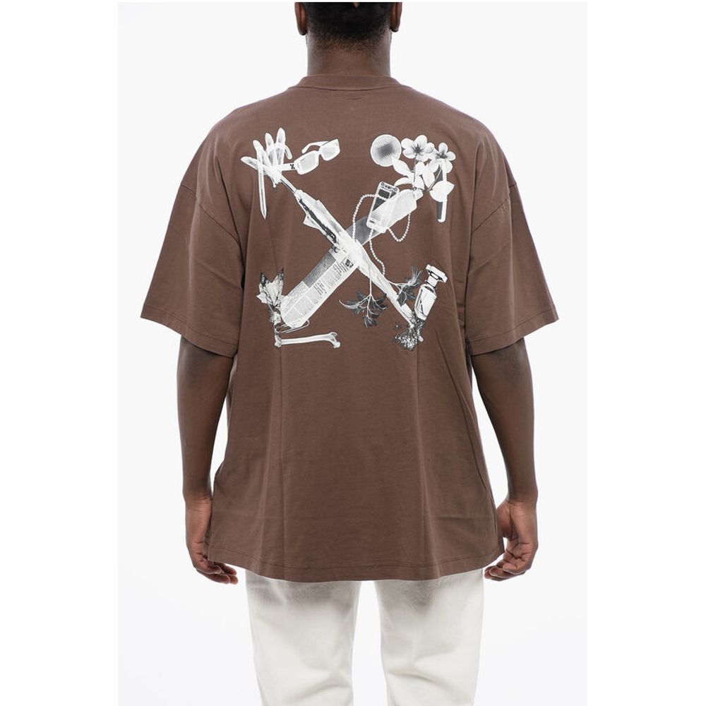 Off-White Oversized Crew-neck T-shirt With Back Print Maxi - Image 2