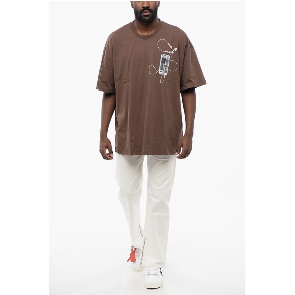 Off-White Oversized Crew-neck T-shirt With Back Print Maxi - Image 4