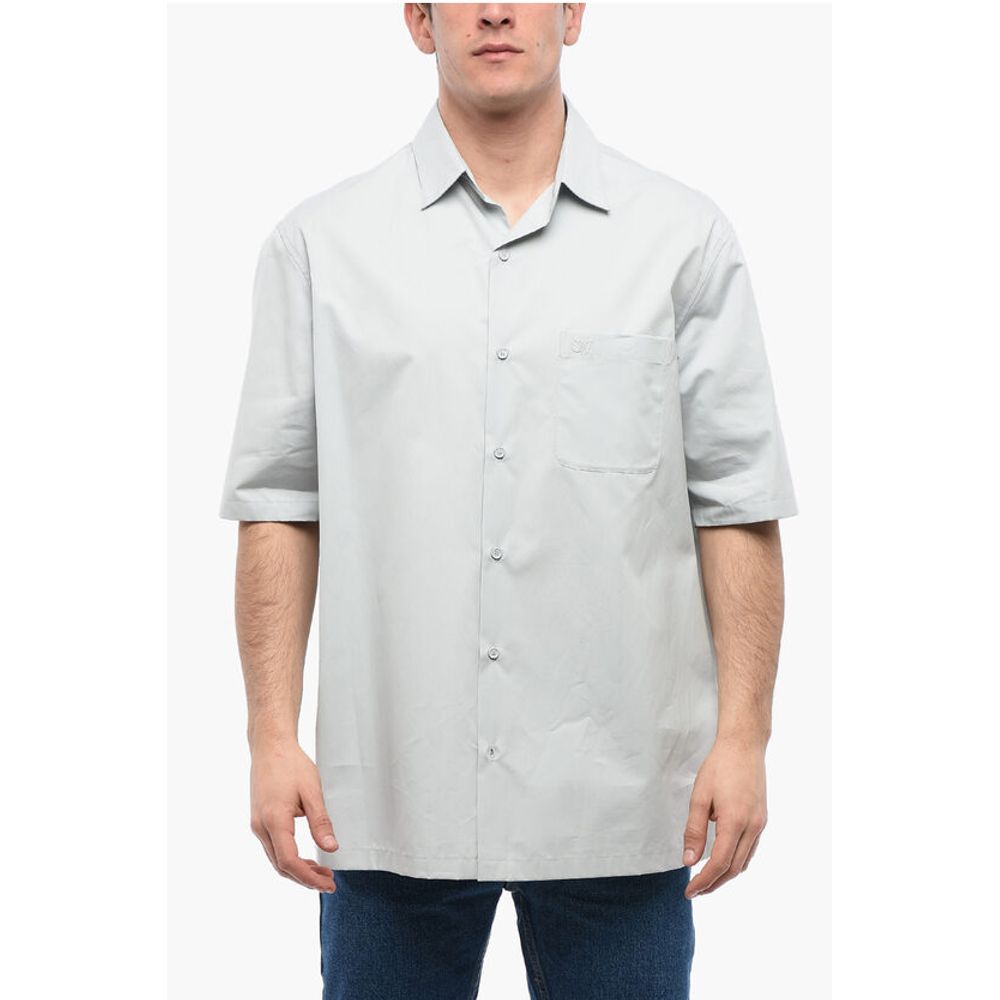 Off-White Cotton ARROW Bowling Shirt with Breast-pocket