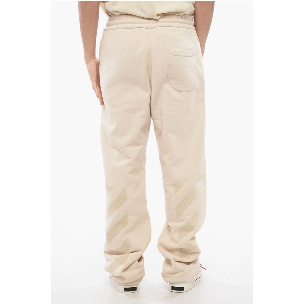 Off-White Embroidered Brushed Cotton Joggers - Image 2