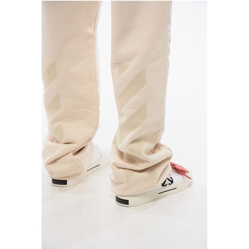 Off-White Embroidered Brushed Cotton Joggers - Image 4