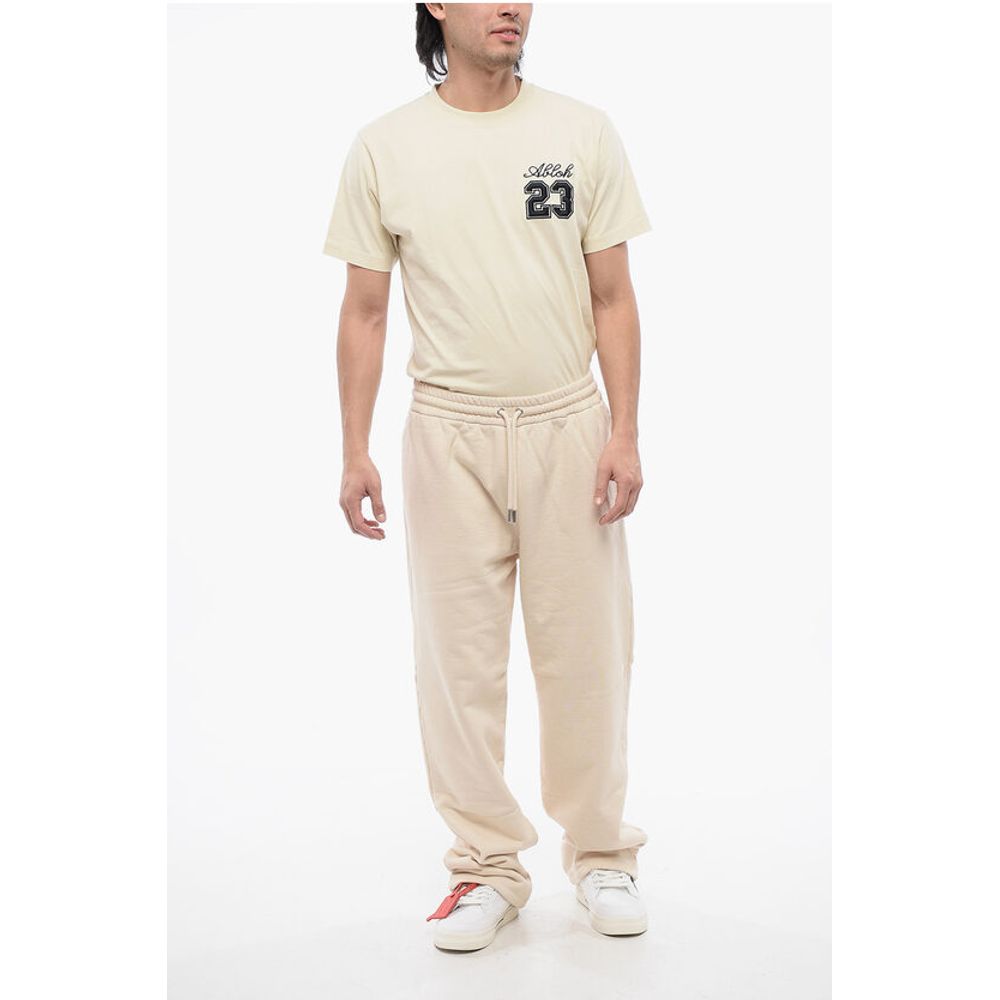 Off-White Embroidered Brushed Cotton Joggers - Image 5