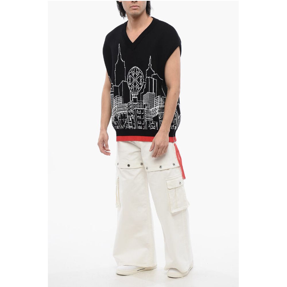 Off-White Embroidered SKYLINE Sleeveless Sweater - Image 4