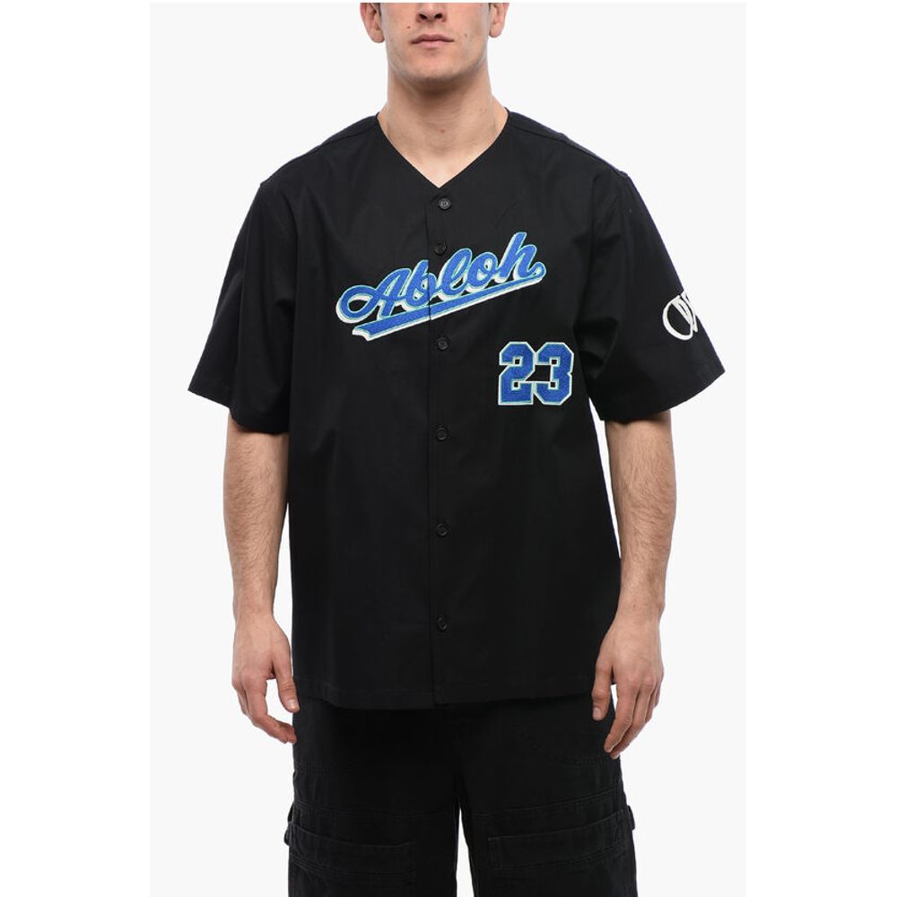 Off-White Cotton BASEBALL Shirt with Embroidered Logo