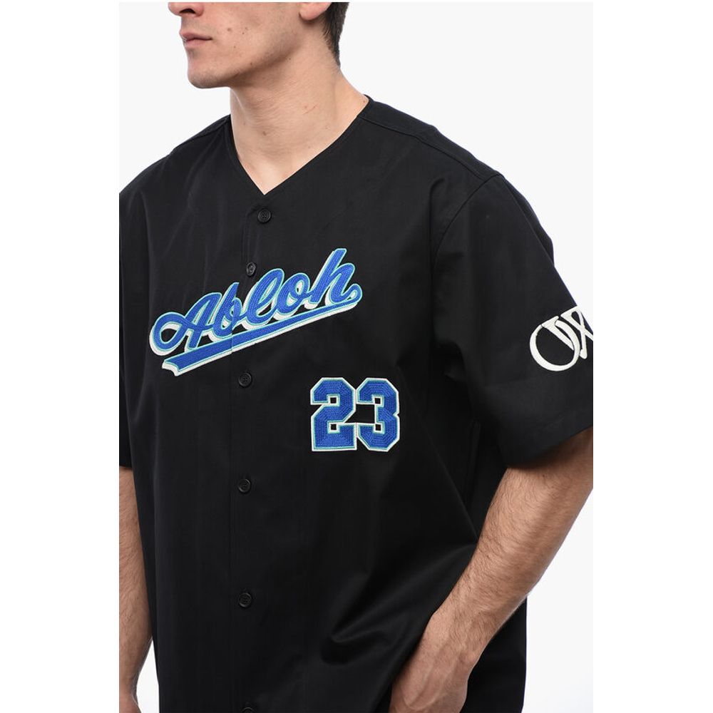 Off-White Cotton BASEBALL Shirt with Embroidered Logo - Image 3