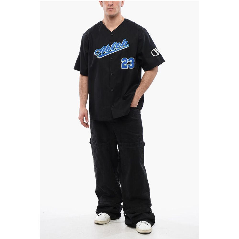Off-White Cotton BASEBALL Shirt with Embroidered Logo - Image 4