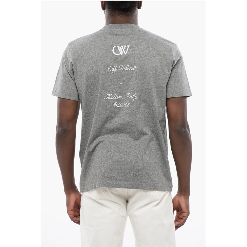 Off-White Slim Fit Crewneck T-Shirt with Embroideries - Image 2