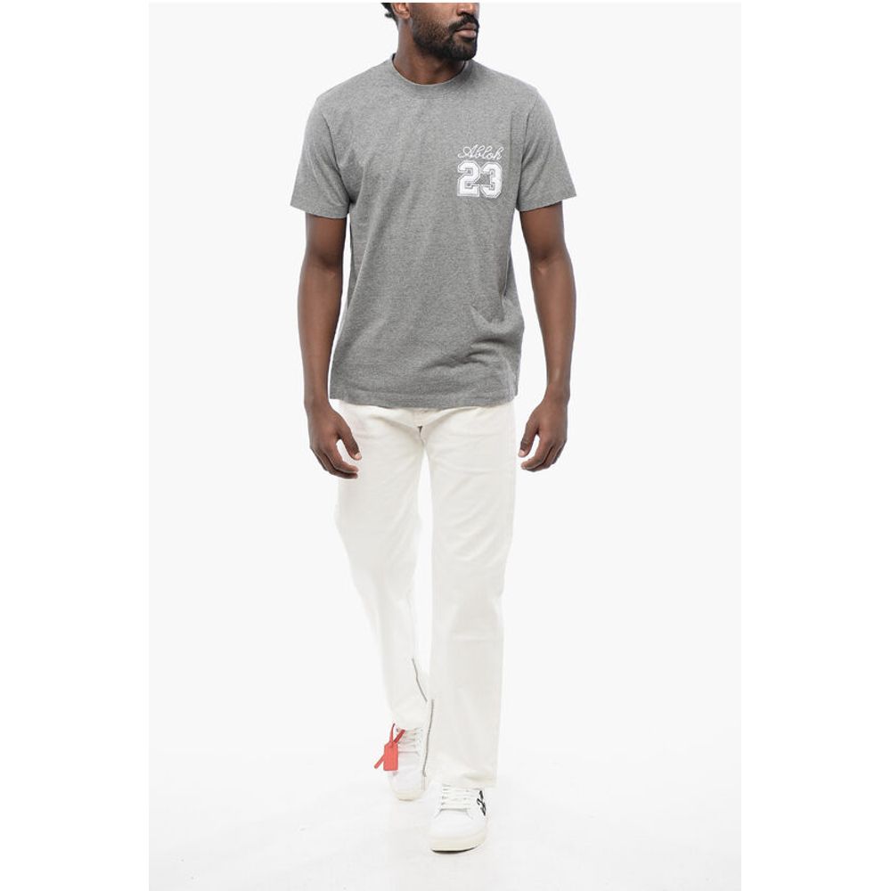 Off-White Slim Fit Crewneck T-Shirt with Embroideries - Image 4