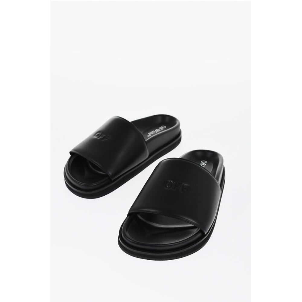 Off-White Leather CLOUD OFF STAMP Slides