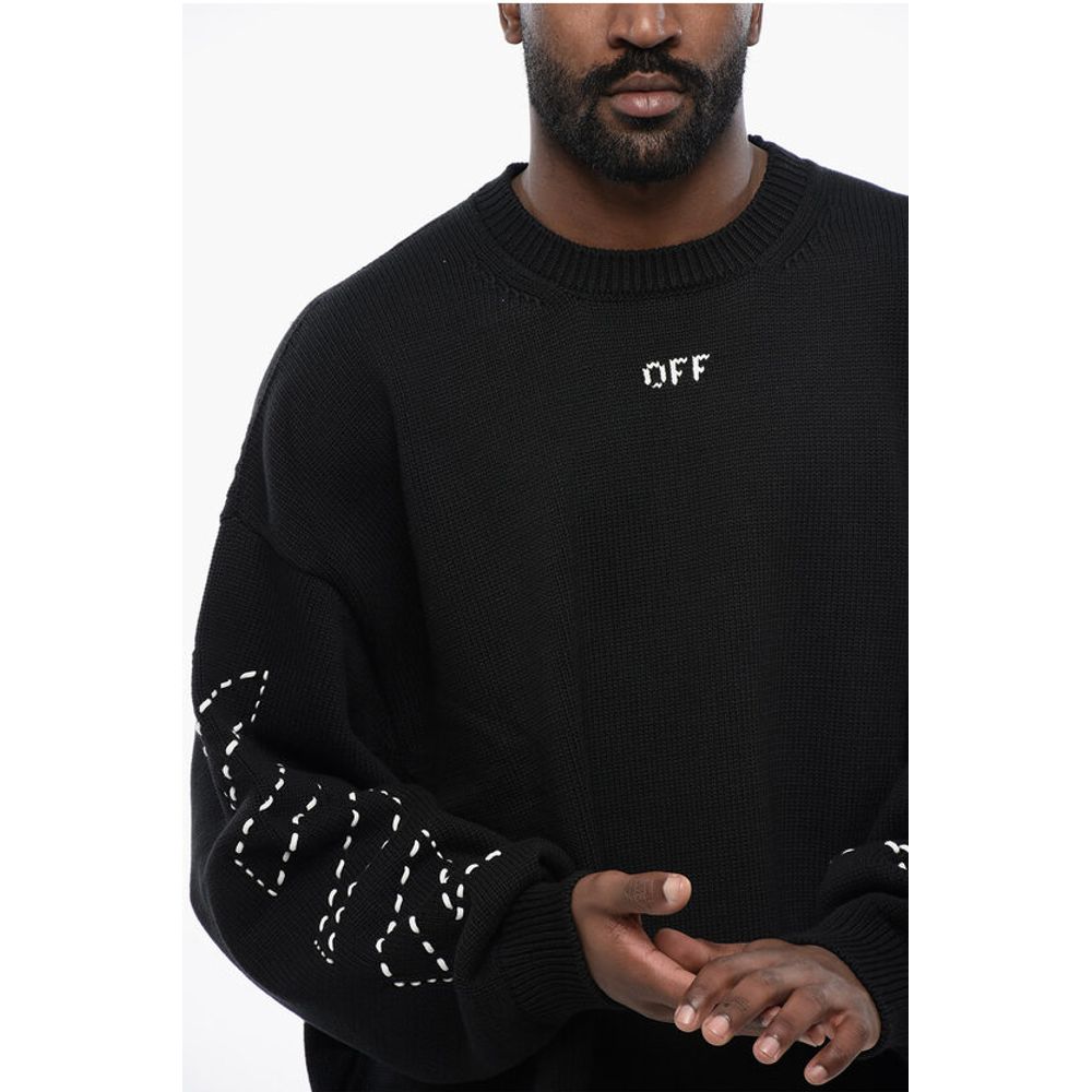 Off-White FOR EVER Cotton Blend STITCH ARROW Crewneck Sweater - Image 3