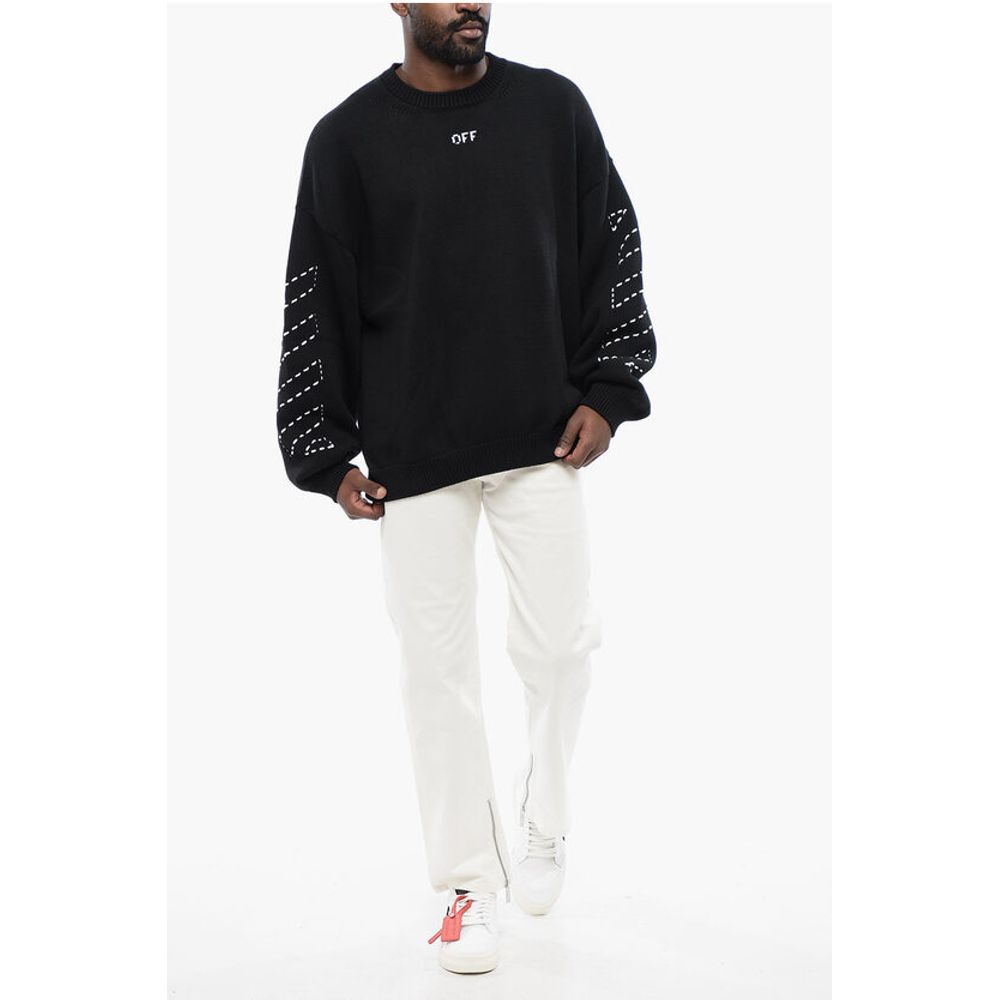 Off-White FOR EVER Cotton Blend STITCH ARROW Crewneck Sweater - Image 4