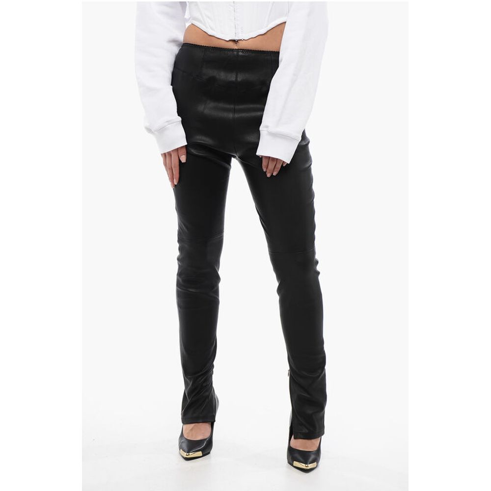 Dsquared² Leather Leggings with Zipped Ankle