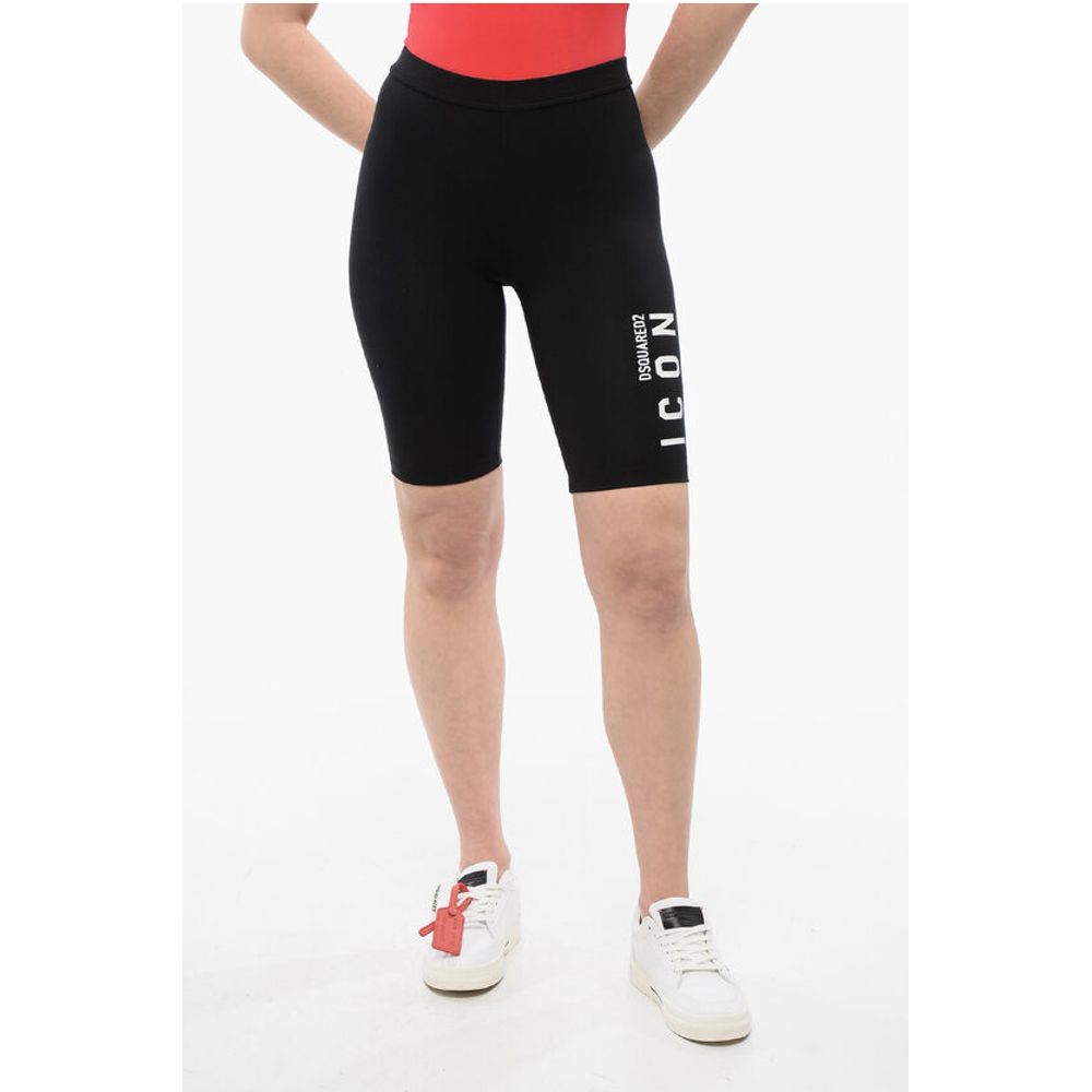 Dsquared² ICON Stretch Cotton Biker Shorts with Printed Logo