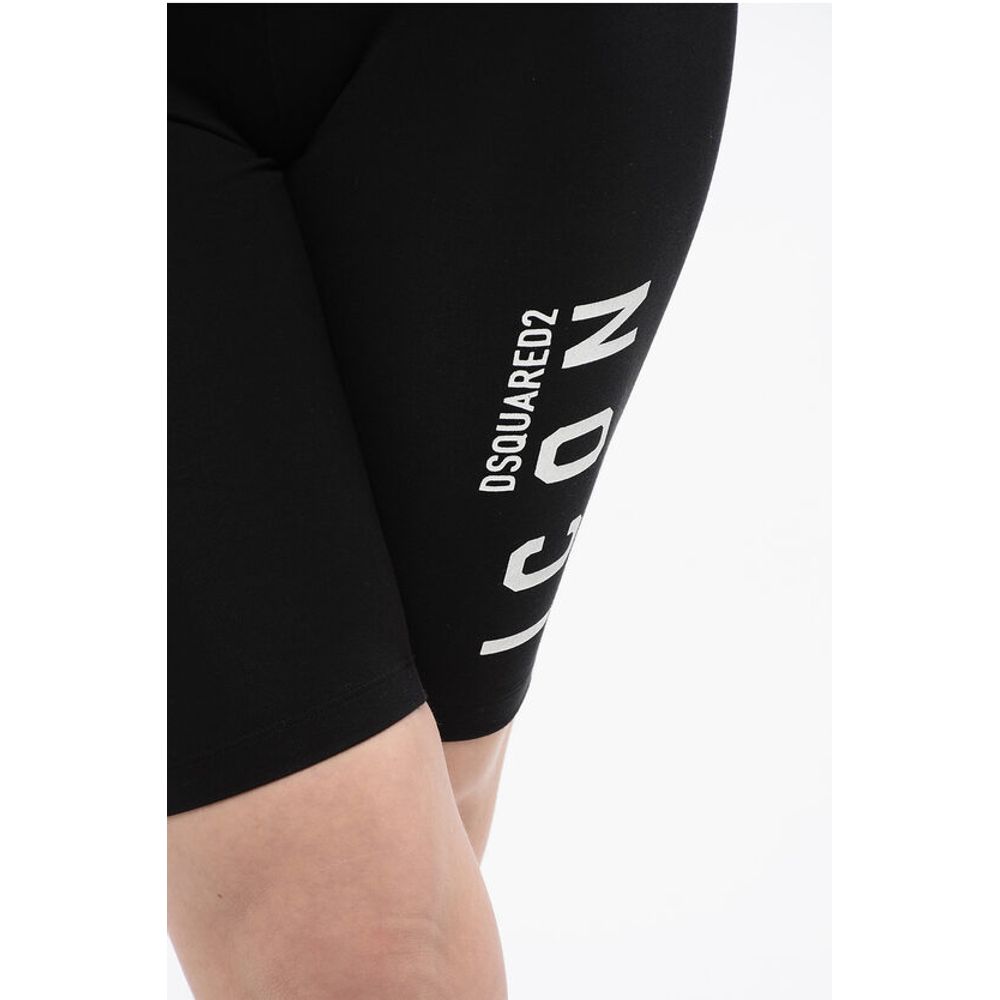 Dsquared² ICON Stretch Cotton Biker Shorts with Printed Logo - Image 3