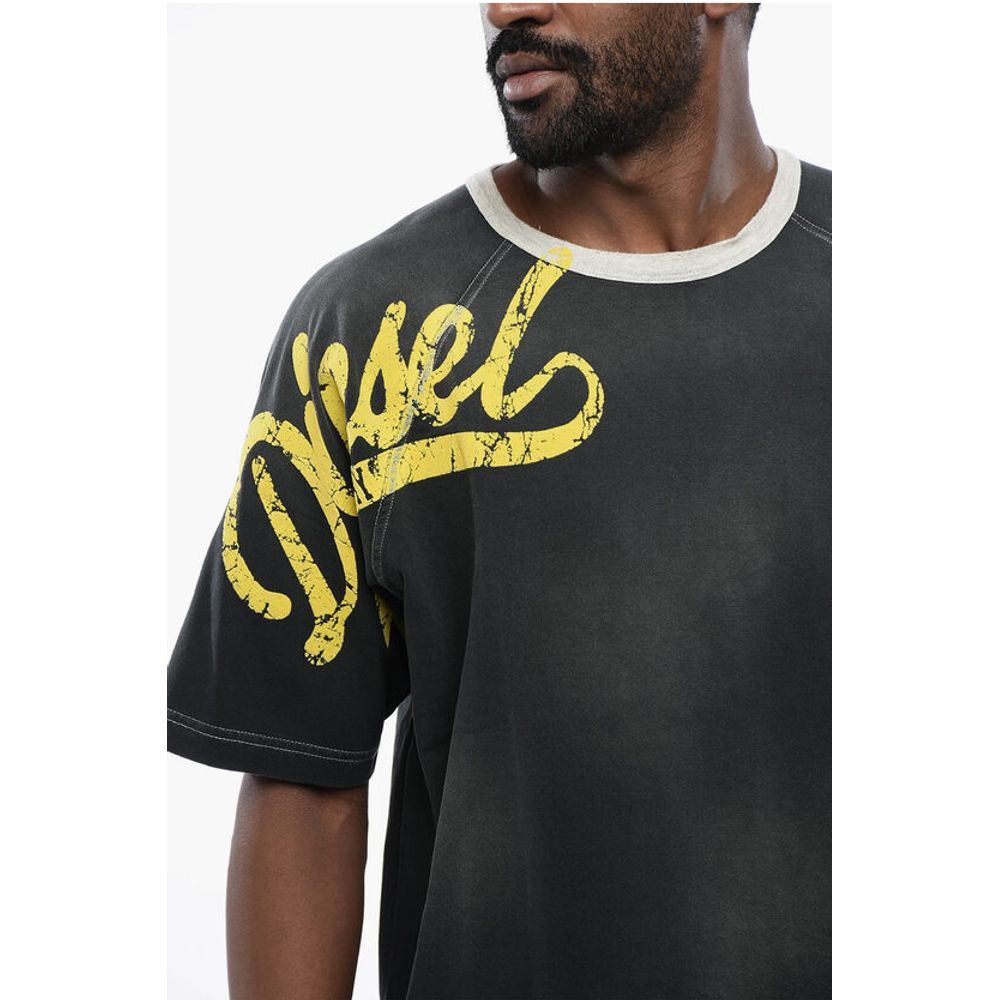 Diesel Faded Effect T-ROXT-SLITS Crew-neck T-Shirt with Flocked Log - Image 3