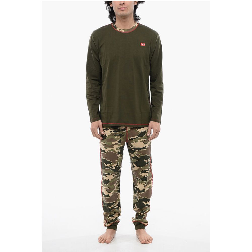 Diesel Stretch Cotton UMSET-WILLIAM Long Pyjamas with Camouflage Pa