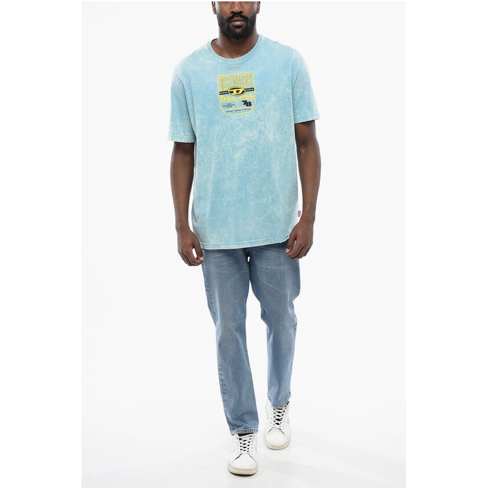 Diesel RED TAG Acid Wash Effect T-JUST-N17 Crew-neck T-shirt with E - Image 4