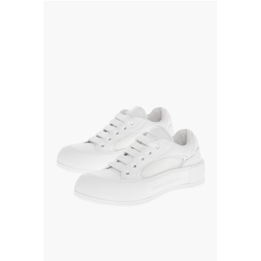 Alexander McQueen Leather Low-top Sneakers with Canvas Inserts