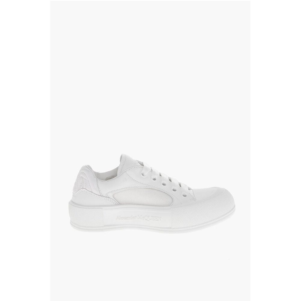 Alexander McQueen Leather Low-top Sneakers with Canvas Inserts - Image 3