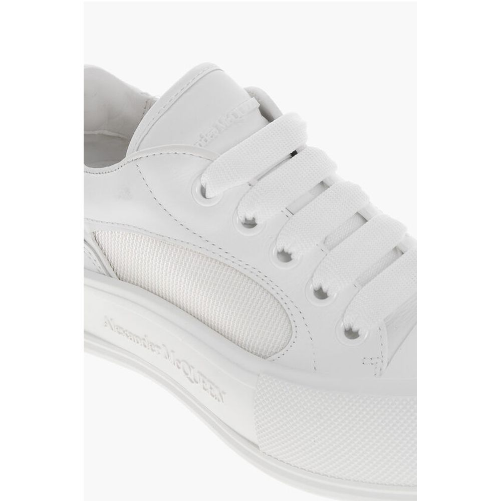 Alexander McQueen Leather Low-top Sneakers with Canvas Inserts - Image 4