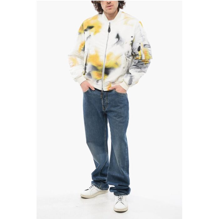 Alexander McQueen Front Zipped BLURRED Padded Bomber Jacket - Image 4