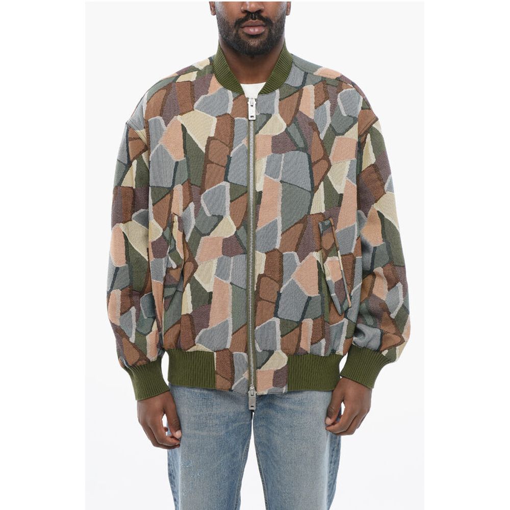 Armani EMPORIO Sustainable Cotton Blend Bomber Jacket with Geometri
