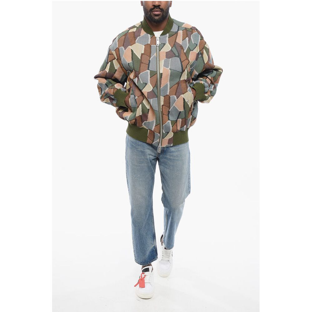 Armani EMPORIO Sustainable Cotton Blend Bomber Jacket with Geometri - Image 4