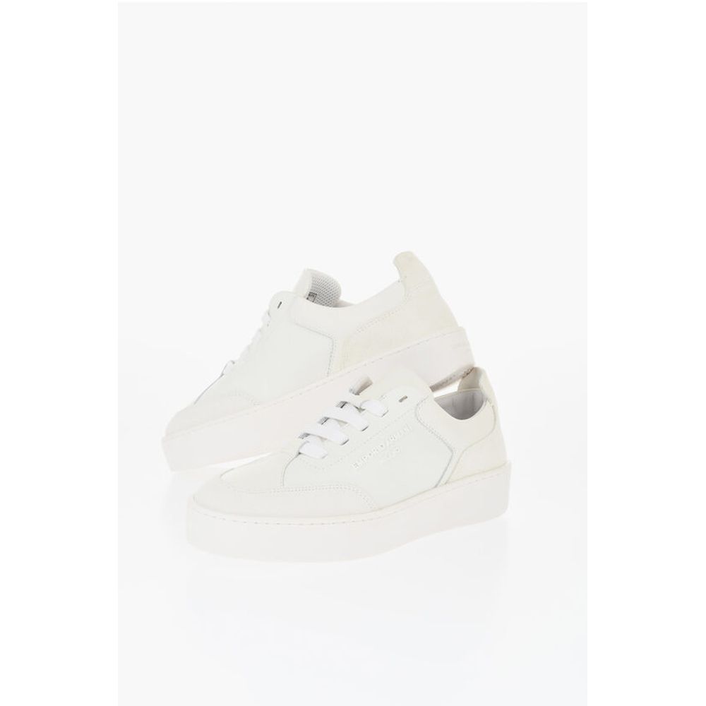 Armani Hammered Leather Low-Top Sneakers
