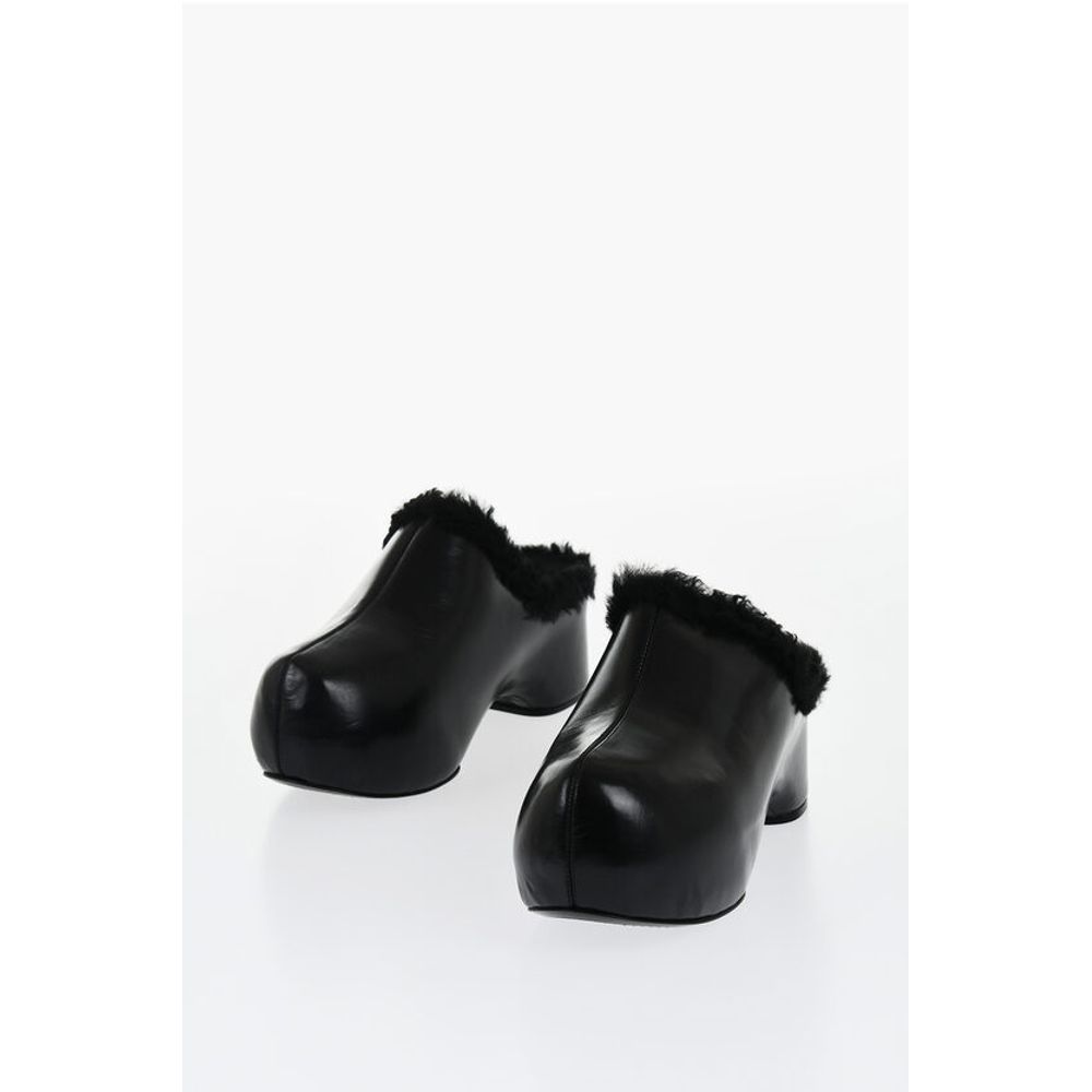 Jil Sander Leather Clogs With Shearling Lining