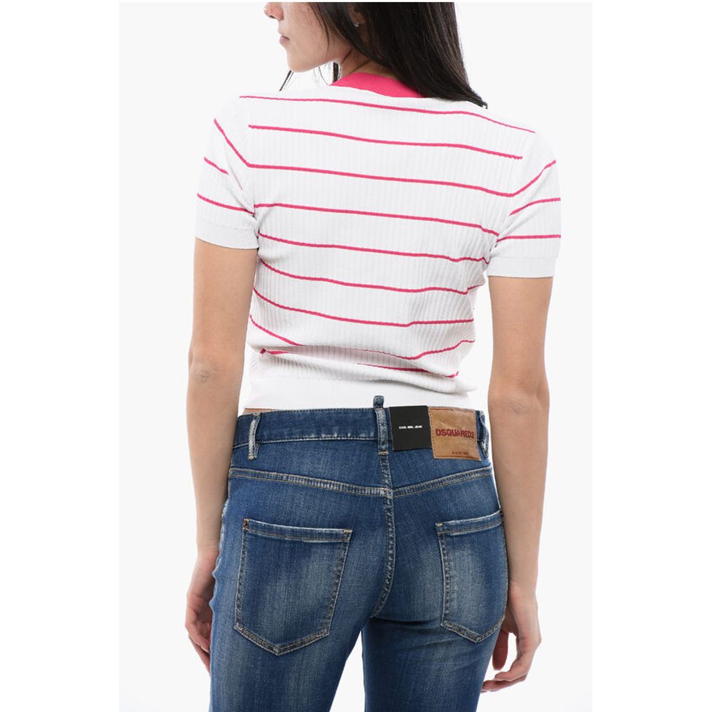 Dsquared² Awning Striped Knitted Crop Top - Image 2