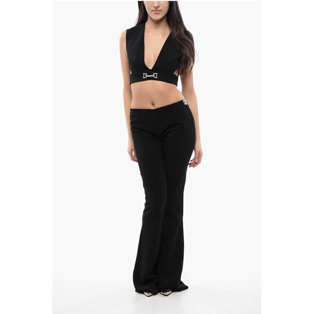 Dsquared² Jeweled Detail Flared Fit Pants - Image 4