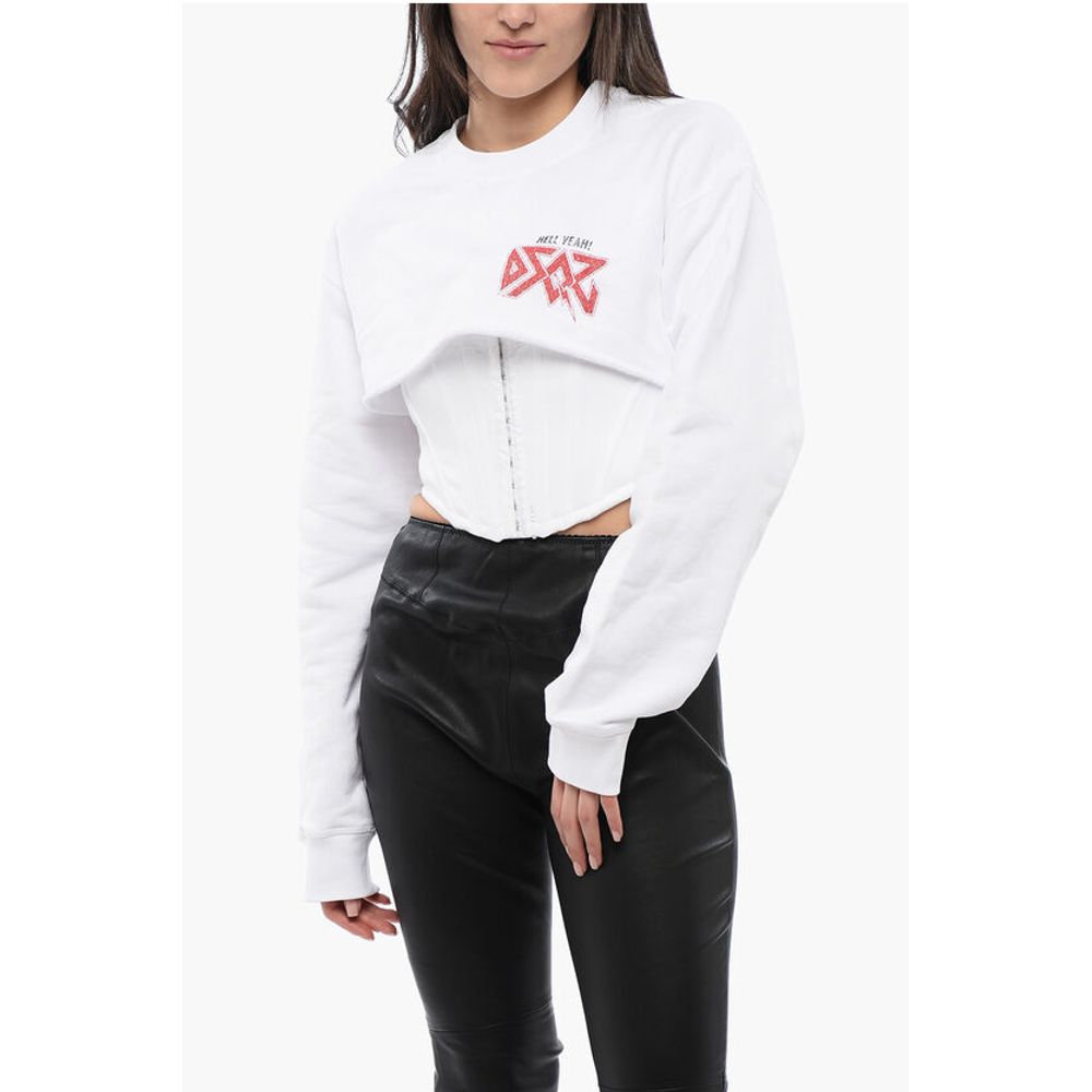 Dsquared² Cropped Fit ROCK Sweatshirt with Corset Detail