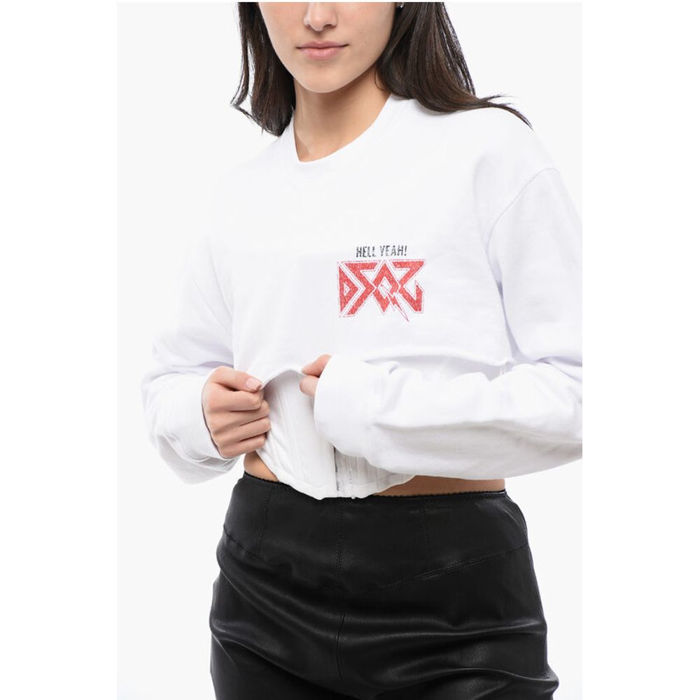 Dsquared² Cropped Fit ROCK Sweatshirt with Corset Detail - Image 3