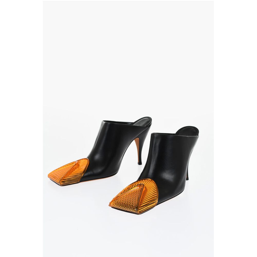 Off-White Leather LUNAR Mules With Statement Detail Heel 11 cm