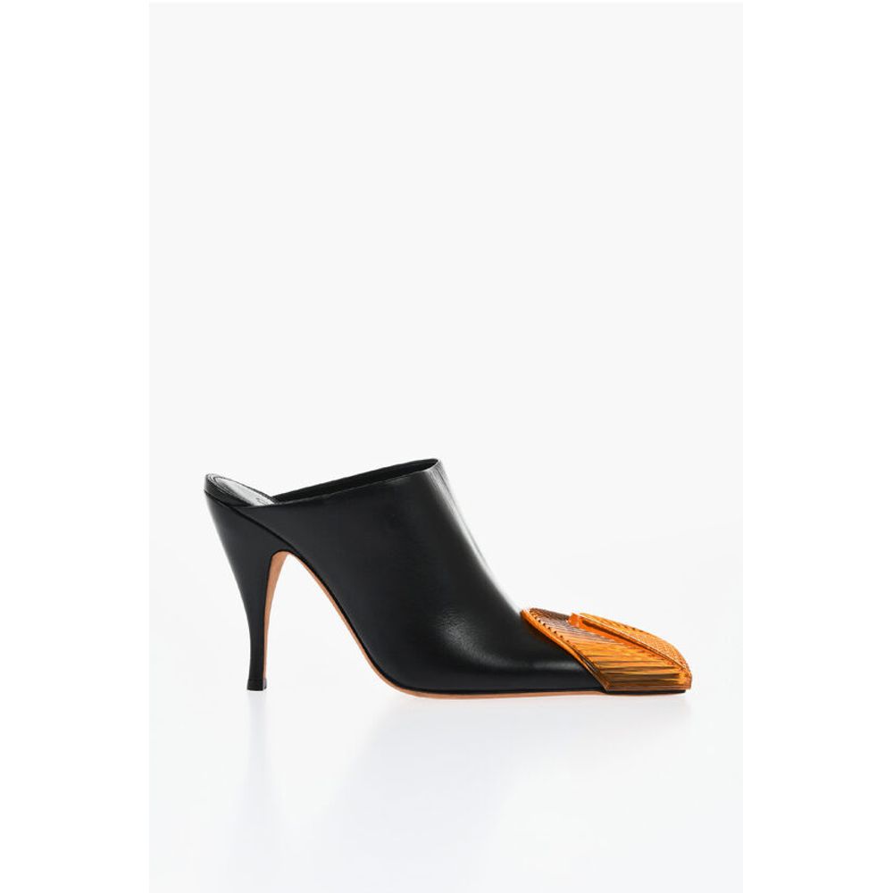 Off-White Leather LUNAR Mules With Statement Detail Heel 11 cm - Image 3