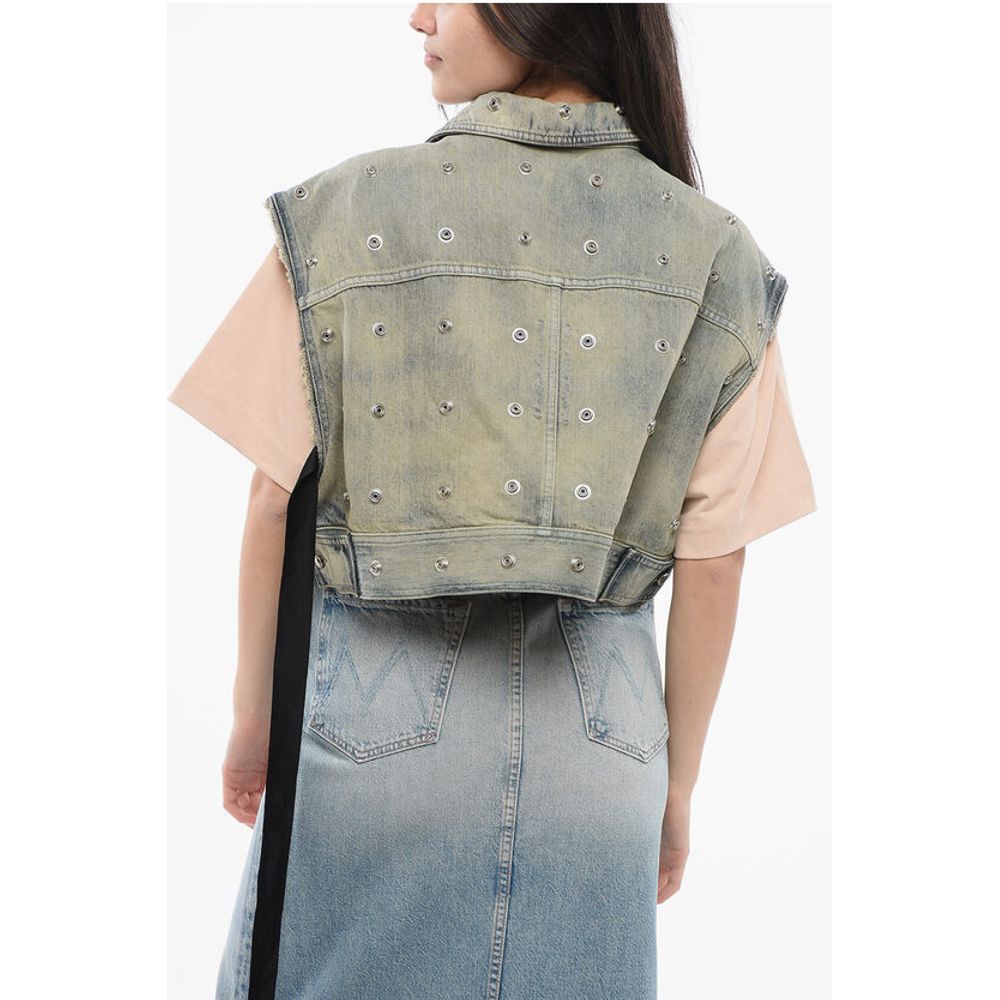 Rick Owens Denim Cropped Jacket with Laces - Image 2